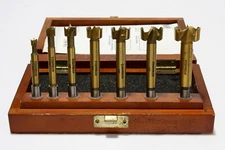 Columbian 7 Piece Forstner Bit Set 3/8" Shank With 1/4"-1" Bits And Wooden Case