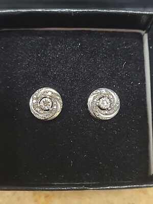 Diamond Sterling Silver Earrings OTC International rosette galaxy w diamonds