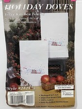 Tobin Holiday Doves 212573 Terry Kitchen Towels Stamped For Embroidery 2-pk New
