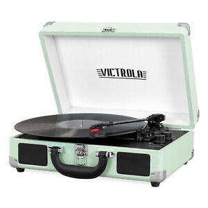 Victrola Record Player Vintage 3-Speed Bluetooth Suitcase Turntable - Hint  Mint | eBay