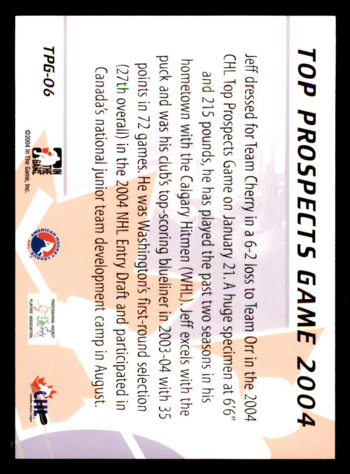 2004-05 ITG Heroes and Prospects Toronto Fall Expo #6 Jeff Schultz /10 - Image 2 of 2