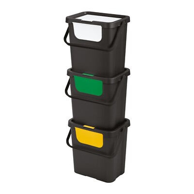 SUSTANIA Pattumiera modello Grey, 1 pezzo 50 l con coperchio scorrevole nero, 25 cm x altezza 68 cm – Pattumiera grande in plastica per cucina e ufficio – Pattumiera inodore con