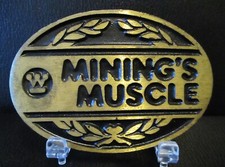 Westinghouse Electric Corporation Mining's Muscle Solid Brass Belt Buckle Dyna