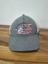 Bass Pro Shops American Flag Logo White And Grey Snapback Hat Gone Fishing OSFM