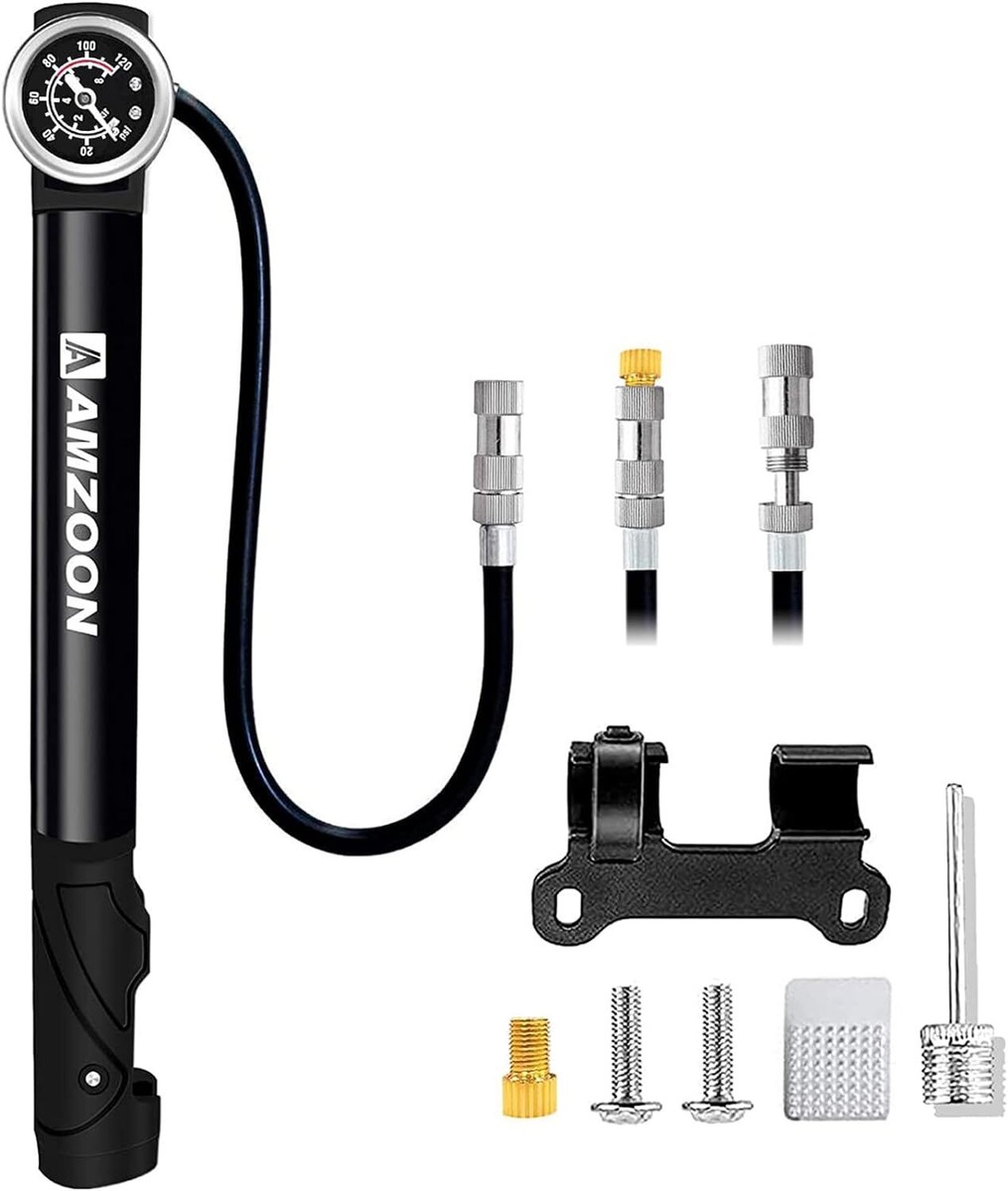 Bicycle Pump with Pressure Gauge Extended Hose Mini Bicycle Pump