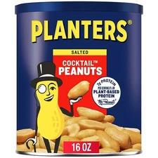 PLANTERS Salted Cocktail Peanuts, Party Snacks, Plant Based Protein 16oz 1