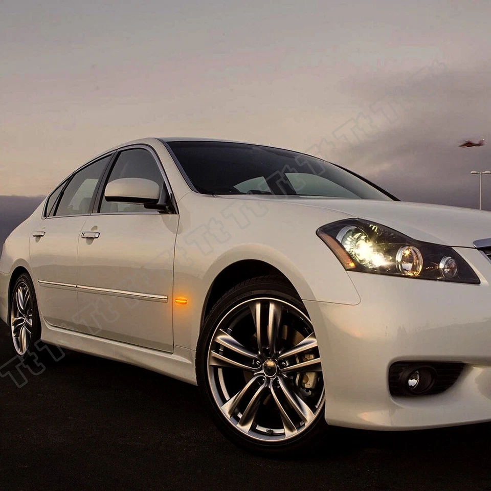 For 2007-2010 INFINITI M35 M45 FX35 G35 G37 Smoked LED Side Marker Signal Lights - Image 3 of 4