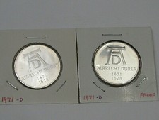 Both BU & Proof 1971-D Silver 5 MARK Commem Germany Fed Rep ASW 0.2251 ea.  #30