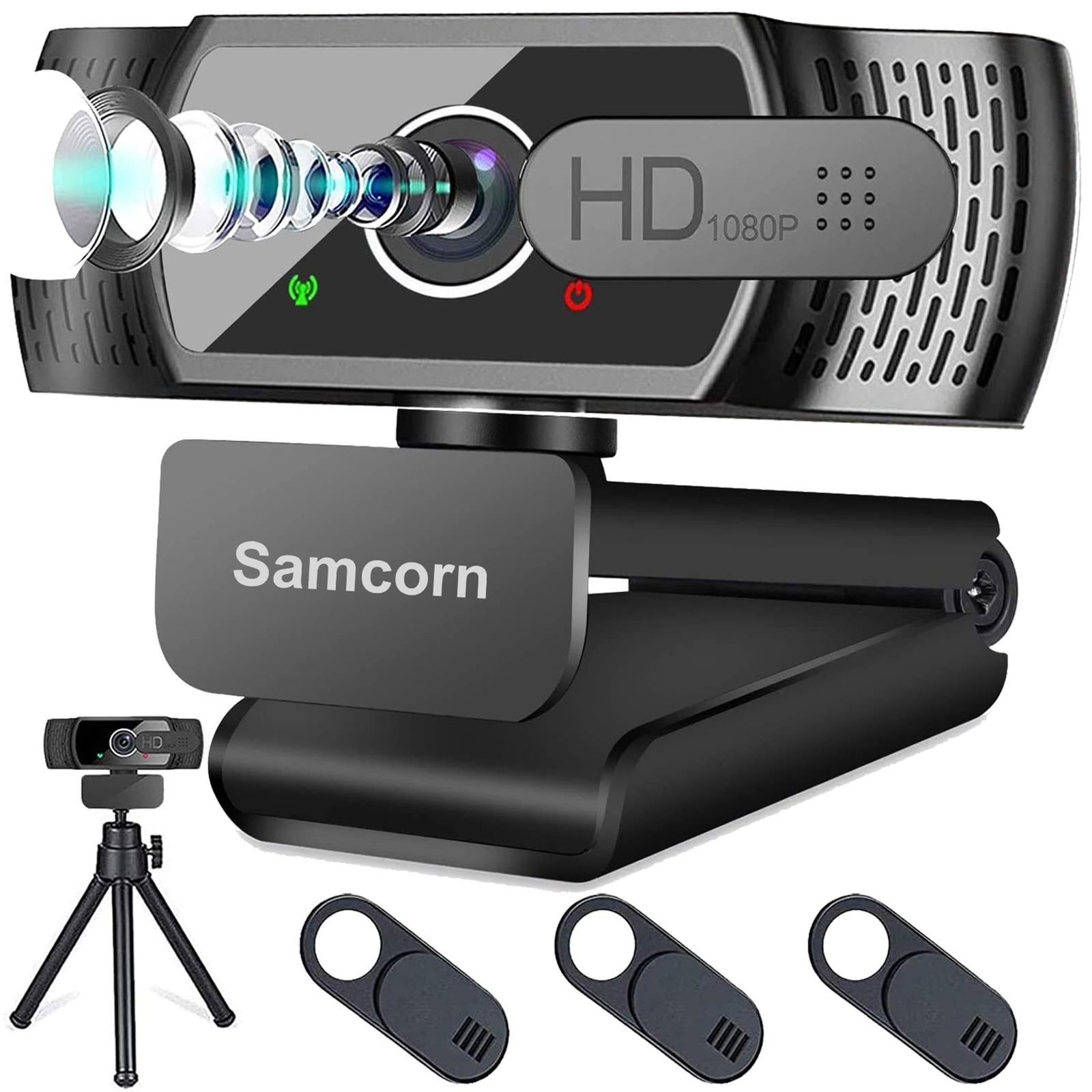 Webcam With Microphone For Desktop1080p Hd Usb Webcam Live Streaming Laptop Pc C-image