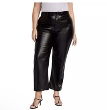 Old Navy Women s Wide Leg Faux Leather Pants Plus Size 20 Black High Rise NWT