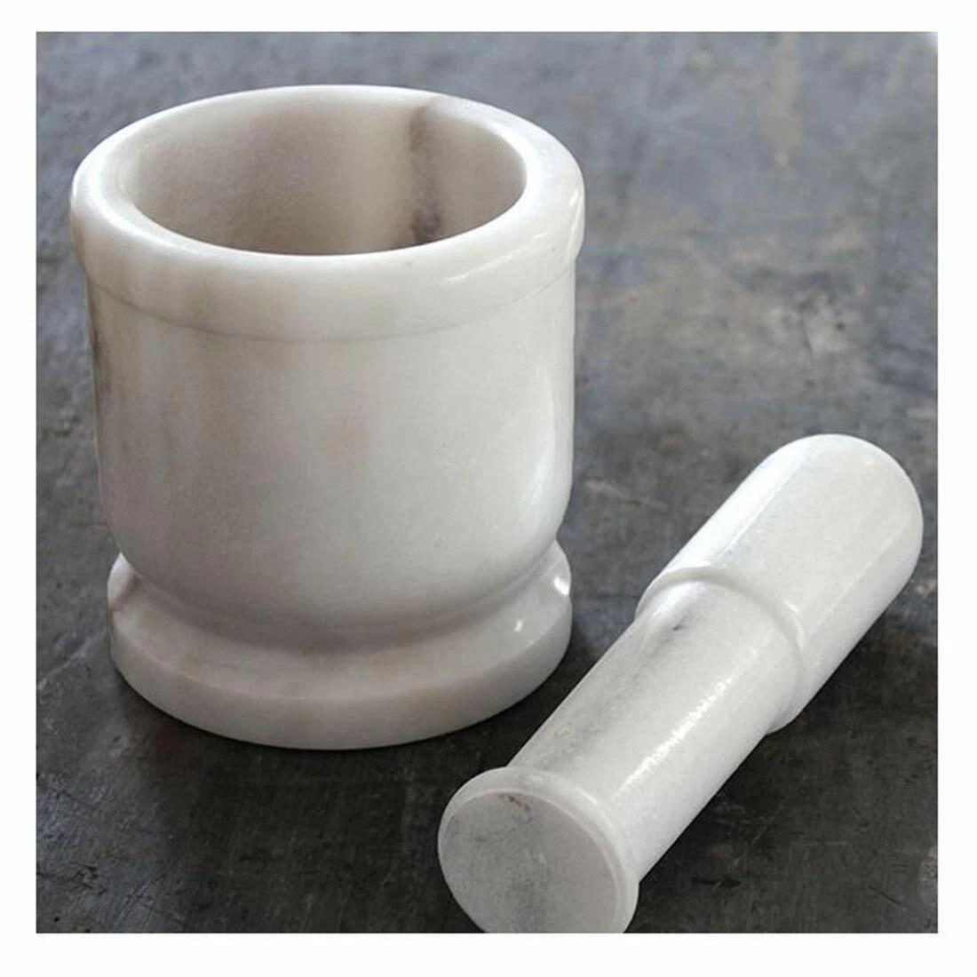 Natural White Marble Mortar and Pestle Set Imam Dasta Ohkli Musal Kharal 4''
