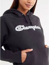Champion UO Hoodie Womens S Black Exclusive Reverse Weave Animal Print Logo
