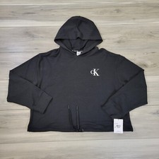 Calvin Klein Hoodie Crop Women s Large Black New