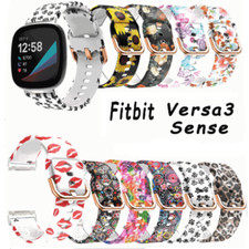 Soft Silicone Flowers Color Printing Watch Band Strap For Fitbit Versa 3 / Sense