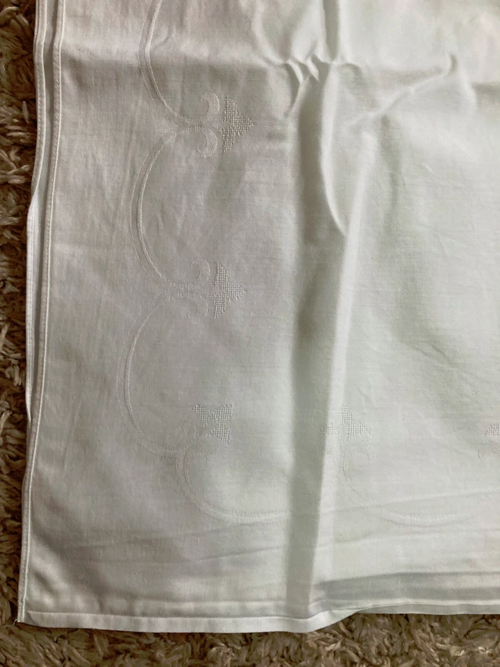 2 XL Tischtücher aus OMAs Haushalt WEISS Baumwolle smail 125x215 / 130x280 RETRO - Bild 4 von 4