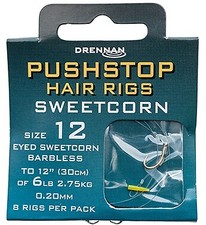 Drennan Pushstop Hair Rigs Sweetcorn Eyed Barbless