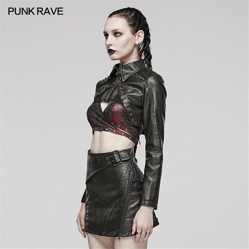 Punk Rave Handsome Mesh Cutout In The Front Artificial Leather And Mesh Jacket - Picture 7 of 23