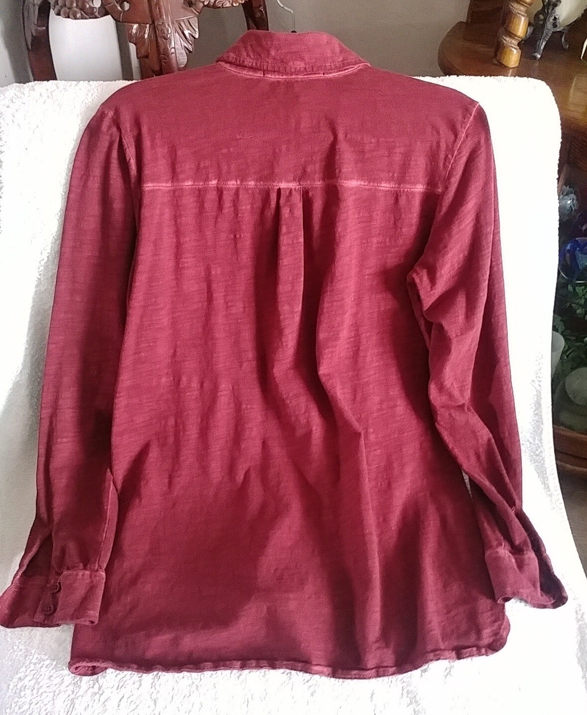 Peruvian Womens Cotton Button Down Distressed Bri… - image 8