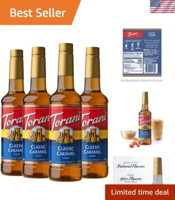 Pack of 4 Classic Caramel Syrup, 25.4 Fl Oz Each - Elevate Your Beverages