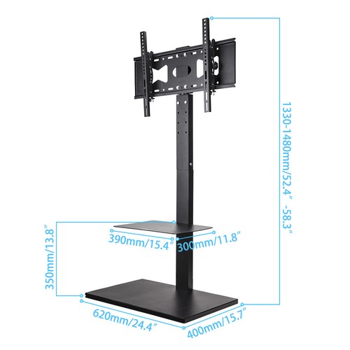 32-100'' Tall Floor TV Stand TV Cart with Swivel Tilting Height Adjustable Mount - Picture 15 of 73