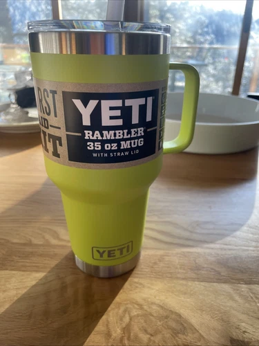 YETI Chartreuse Rambler 35oz Mug with Straw Lid New