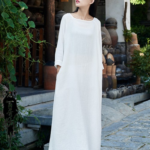 Chinese Style Cotton Linen Dress 