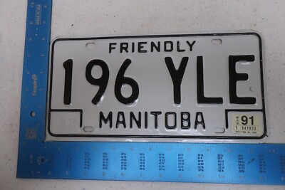 Manitoba MB License Plate Tag Canada 1991 91 Natural Sticker 196 YLE