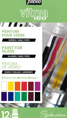 PÉBÉO Pebeo Glass Vitrea 160 Exploration 12 x 20ml Paint Glossy Painting Set 757461