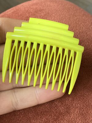 Barrette Vintage B + D Buch Deichmann 1980 - Plastique Jaune à Strass, Danemark, Femme
