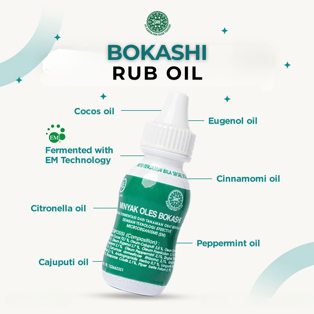BOKASHI Rub Oil Herbal Natural Balinese Massage Oil For Muscles & Joints
