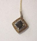 10K Yellow Gold Smoky Topaz Yellow Quartz Diamond Square Pendant Necklace 18" — photo 3