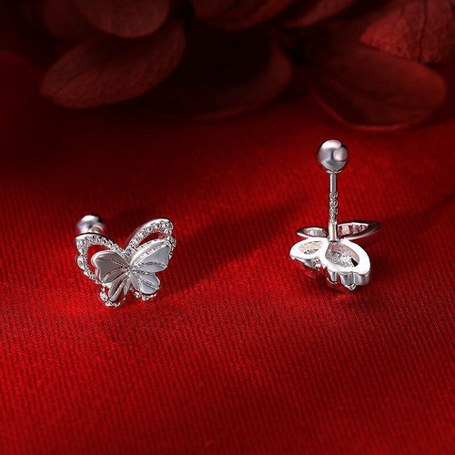 Süße Doppel Schmetterling Ohrringe Tier Piercing Schraube Kugel Ohrstecker - Bild 2 von 5