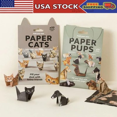 DIY Paper Cats - 50 Sheets DIY Origami Paper to Fold Cute Animal Decoration Gift