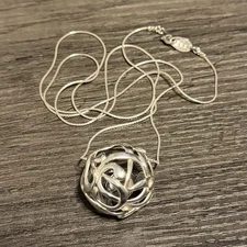 HAGIT GORALI Sterling Silver Interlocking 3” Spiral Ball Pendant 32" Necklace