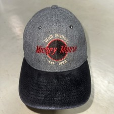 Vintage Disney Mickey Mouse Wool Snapback Hat USA 1928 Logo Gray Ball Cap VTG