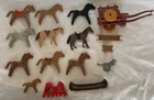 Playmobil Toy Lot 10 Horses Wolf Wagon Cart Vintage