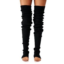 Happyupcity Black Knit Thigh Highs Leg Warmer Womens Winter Over Knee High Fo...