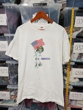 Vtg Geico Gecko Insurance Shirt Xl White Fair Condition Wear Stains A80