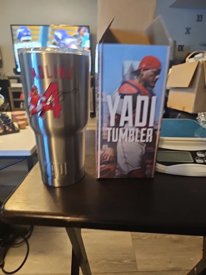 NIB St Louis Cardinals Yadier Molina Silver Stainless Steel 30 oz Yadi Tumbler - Image 2 of 4