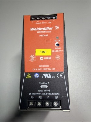 Weidmuller PRO-M CP M SNT3 250W 24V 10A Power Supply 8951400000 Tested