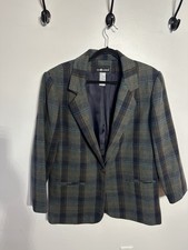 Vintage Sag Harbor Blazer Plaid Wool Dark Academia 90's Preppy Women s Size 14
