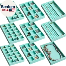 Jewelry Organizer Tray,Stackable Velvet Jewelry Trays,Drawer Inserts Earring Org