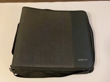 BINDER CASE 208 EMPTY BLU-RAY DVD CD DISC SLOT HANDLE BLACK ZIPPER NYLON STICKER
