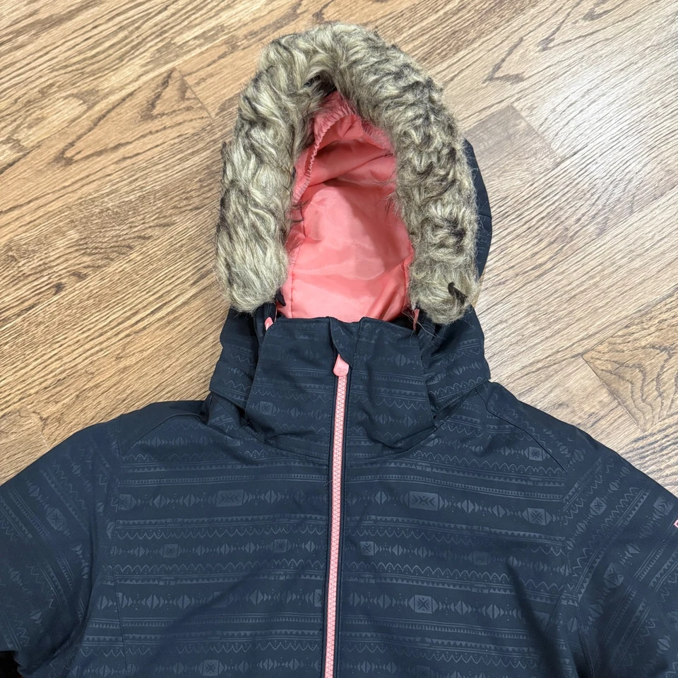 Roxy Puffer Ski Snowboard Hood Coat Jacket Black Pink DryFlight 10K Girl 14/XL - Image 2 of 4