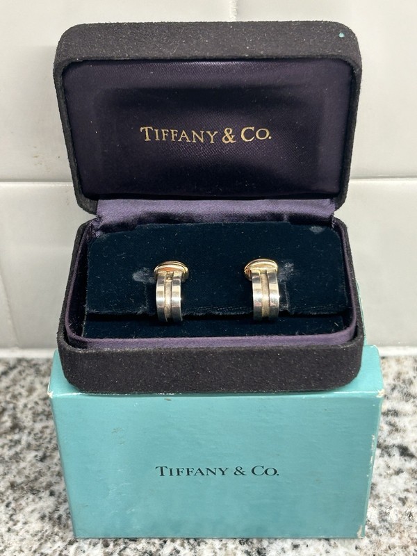 TIFFANY & CO ATLAS EARRINGS 18K GOLD 925 SILVER CLIP ON HUGGIE EARRINGS