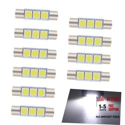 10 PCS LED Car Bulb, T6.3 5050 Chip Flat-top Double-ended Light, Plug and Play