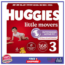 Huggies Little Movers Diapers Size 3 16-28 lb Baby Diapers 168 Count 0.37 per diaper