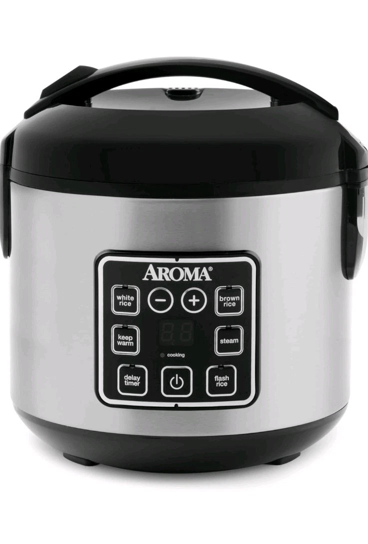 AROMA Rice Cooker & Steamer, 6 Functions, Steam Tray, Spatula, Measuring Cup