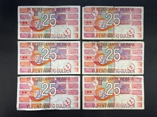 Niederlande 25 Gulden Vintage Banknotensatz (6) LOT: 3105 013