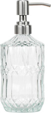 18 Oz Clear Thick Glass Soap Dispenser with Silver Rustproof Pump